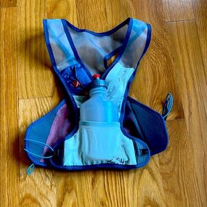 Blue Hydration Vest with Bottle